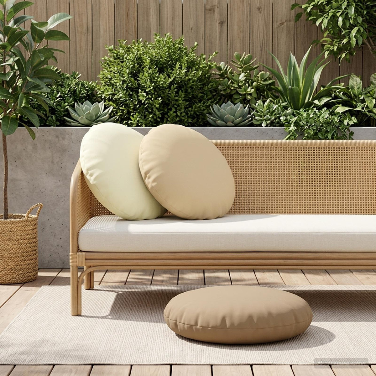 Cushion Cover 6 pcs HEERLEN Beige Ø 50 cm Polyester