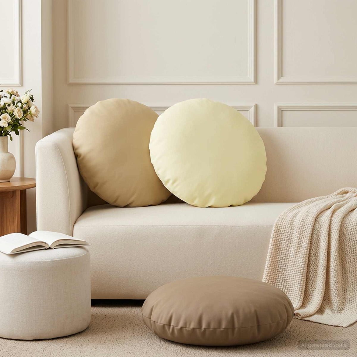Cushion with Pillow HEERLEN 2 pcs Cream Polyester