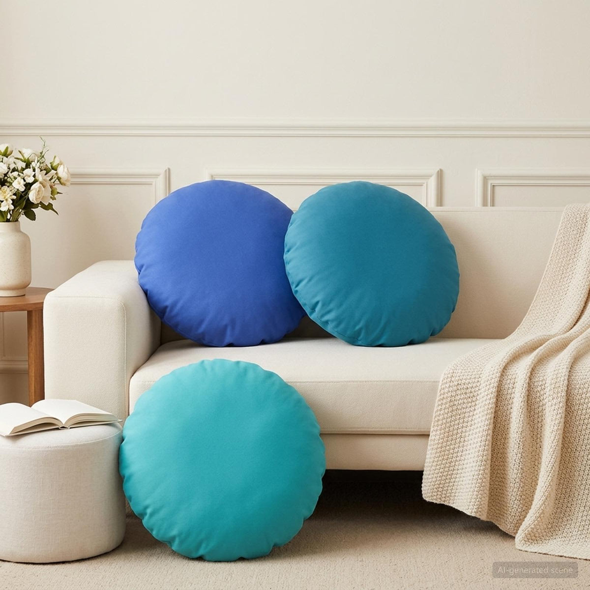 Throw Pillow 6 pcs HEERLEN Royal Blue Dia. 50 cm Polyester