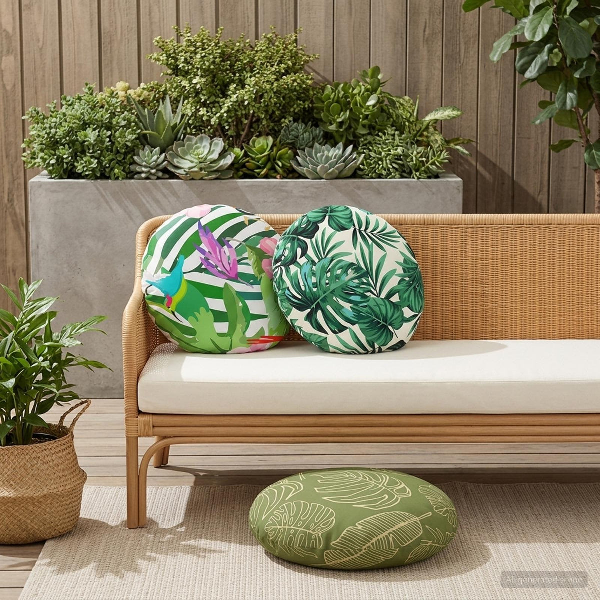 Cushion Cover 6 pcs HEERLEN Leaf Pattern Ø 60 cm Polyester