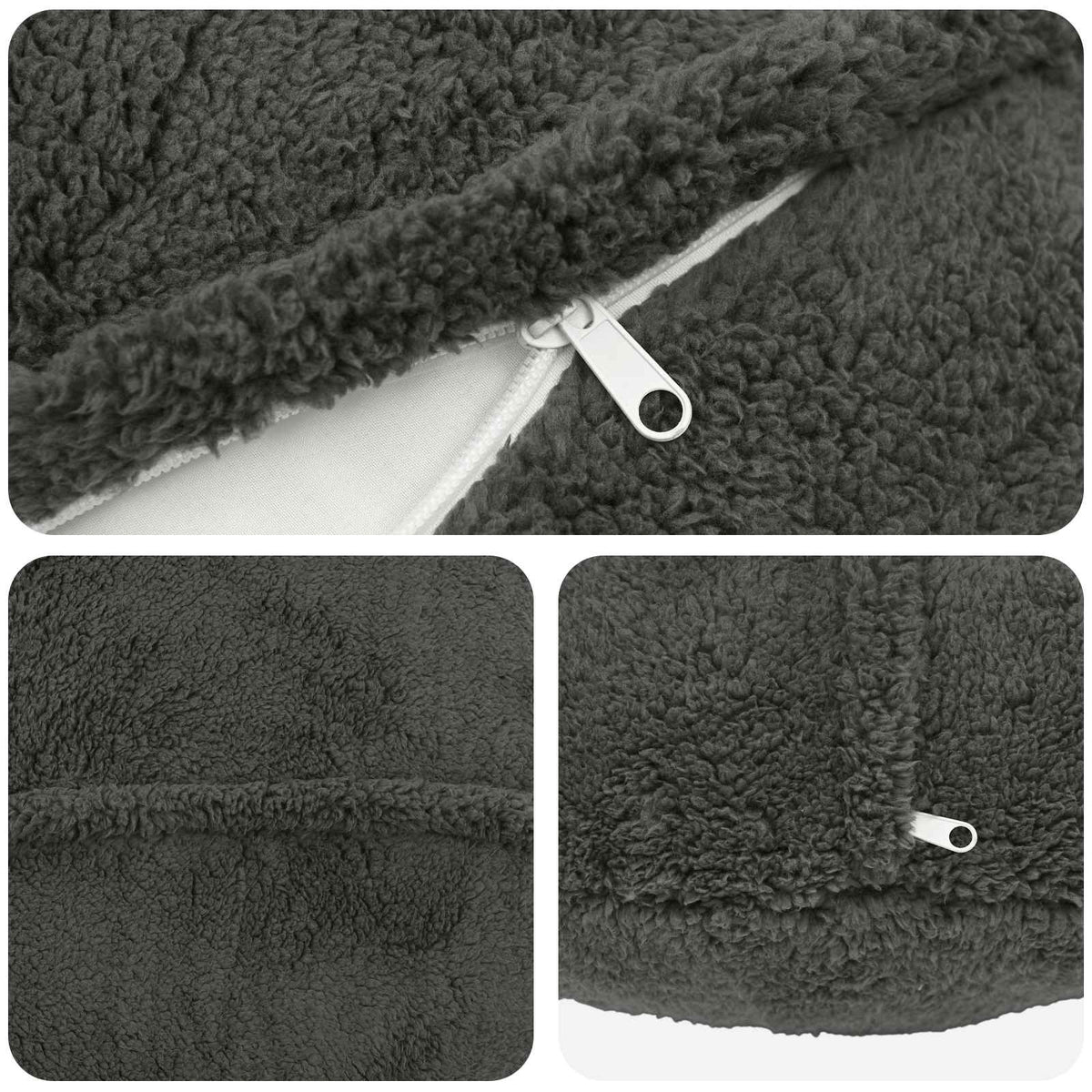 Cushion Cover 6 pcs HEERLEN Dark Grey Dia. 50 cm Bouclé
