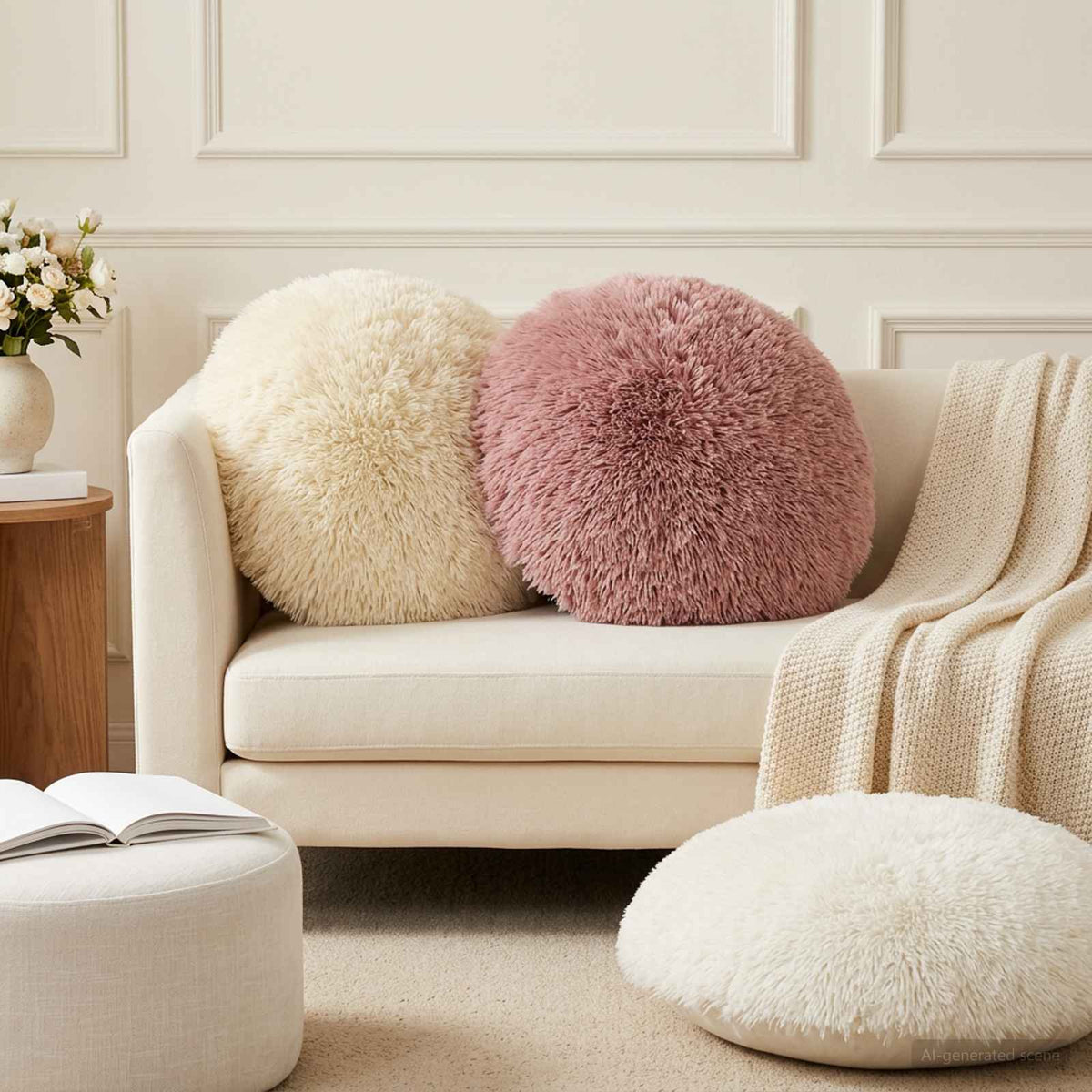 Cushion Cover 6 pcs HEERLEN Pink Ø 50 cm PV Fleece