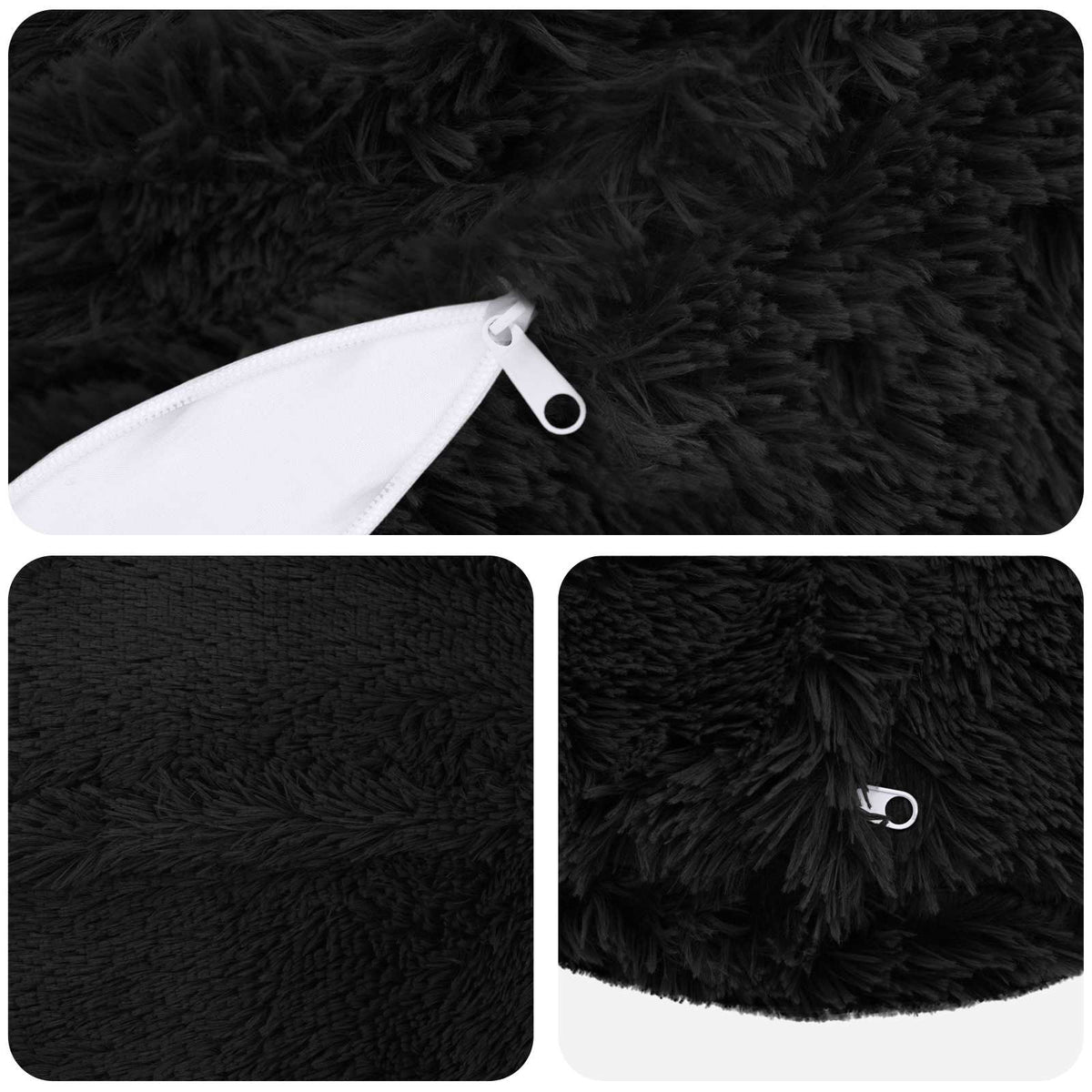 Cushion Cover 6 pcs HEERLEN Black Ø 50 cm PV Fleece