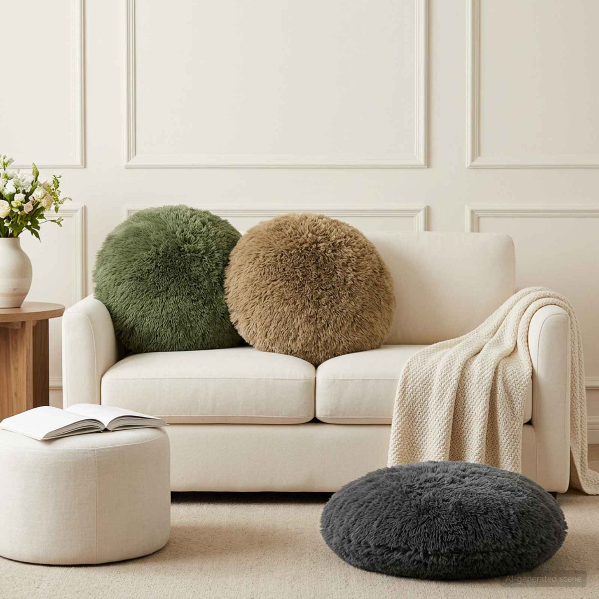 Cushion Cover 6 pcs HEERLEN Green Ø 50 cm PV Fleece