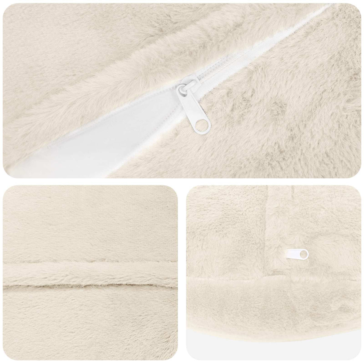 Cushion Cover 2 pcs HEERLEN White Ø 50 cm Faux Rabbit Fur