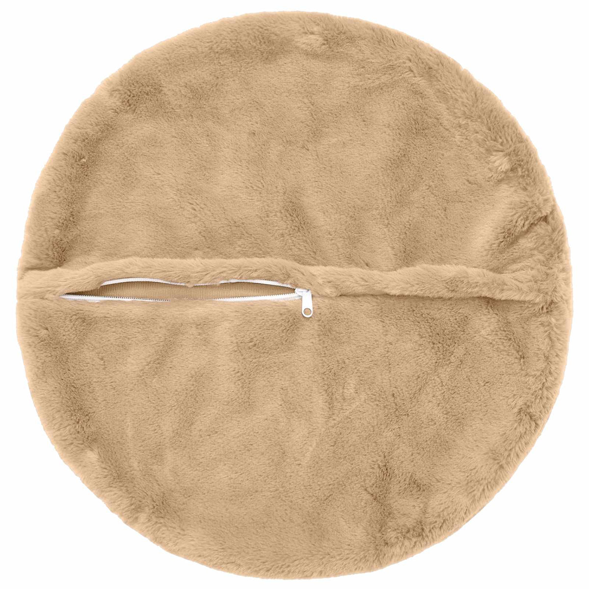 Cushion Cover 2 pcs HEERLEN Cream Ø 50 cm Faux Rabbit Fur