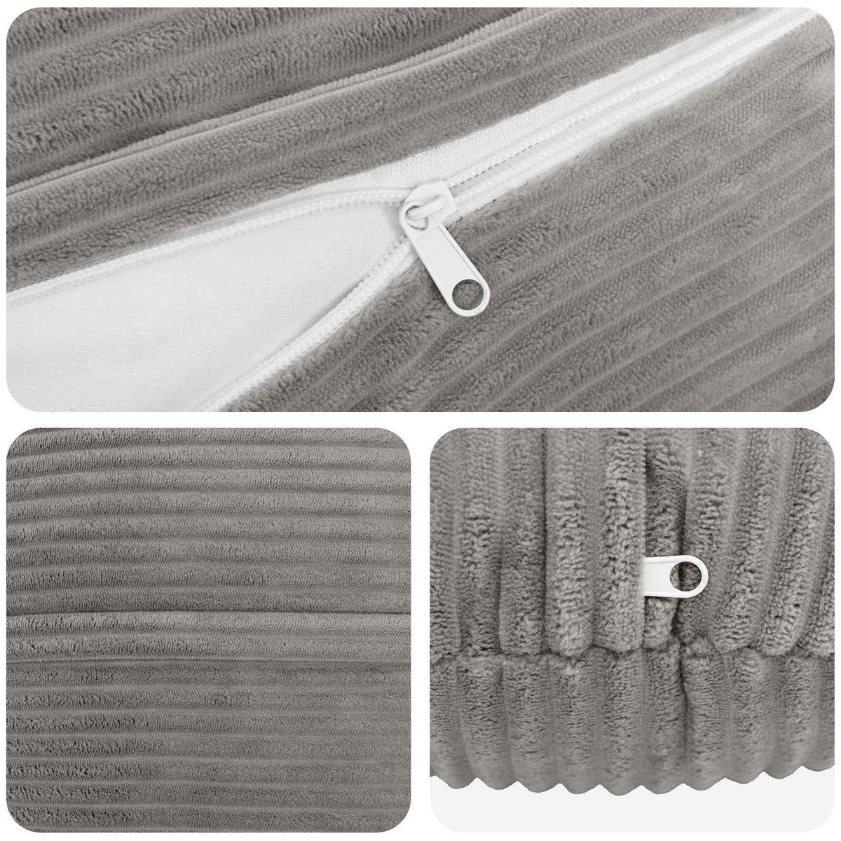 Cushion Cover 2 pcs HEERLEN Light Grey Ø 60 cm Corduroy