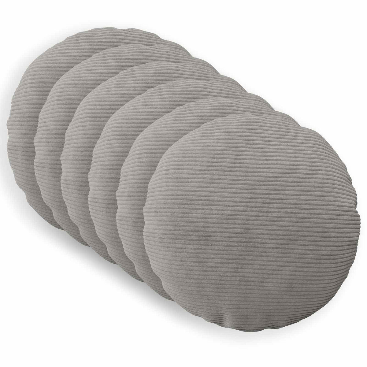 Cushion Cover 6 pcs HEERLEN Light Grey Ø 60 cm Corduroy