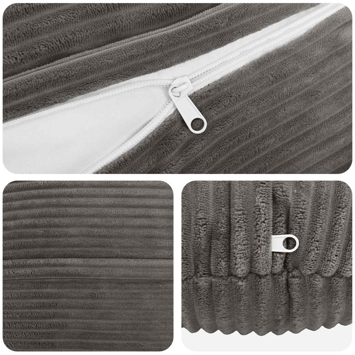 Cushion Cover 2 pcs HEERLEN Dark Grey Ø 60 cm Corduroy