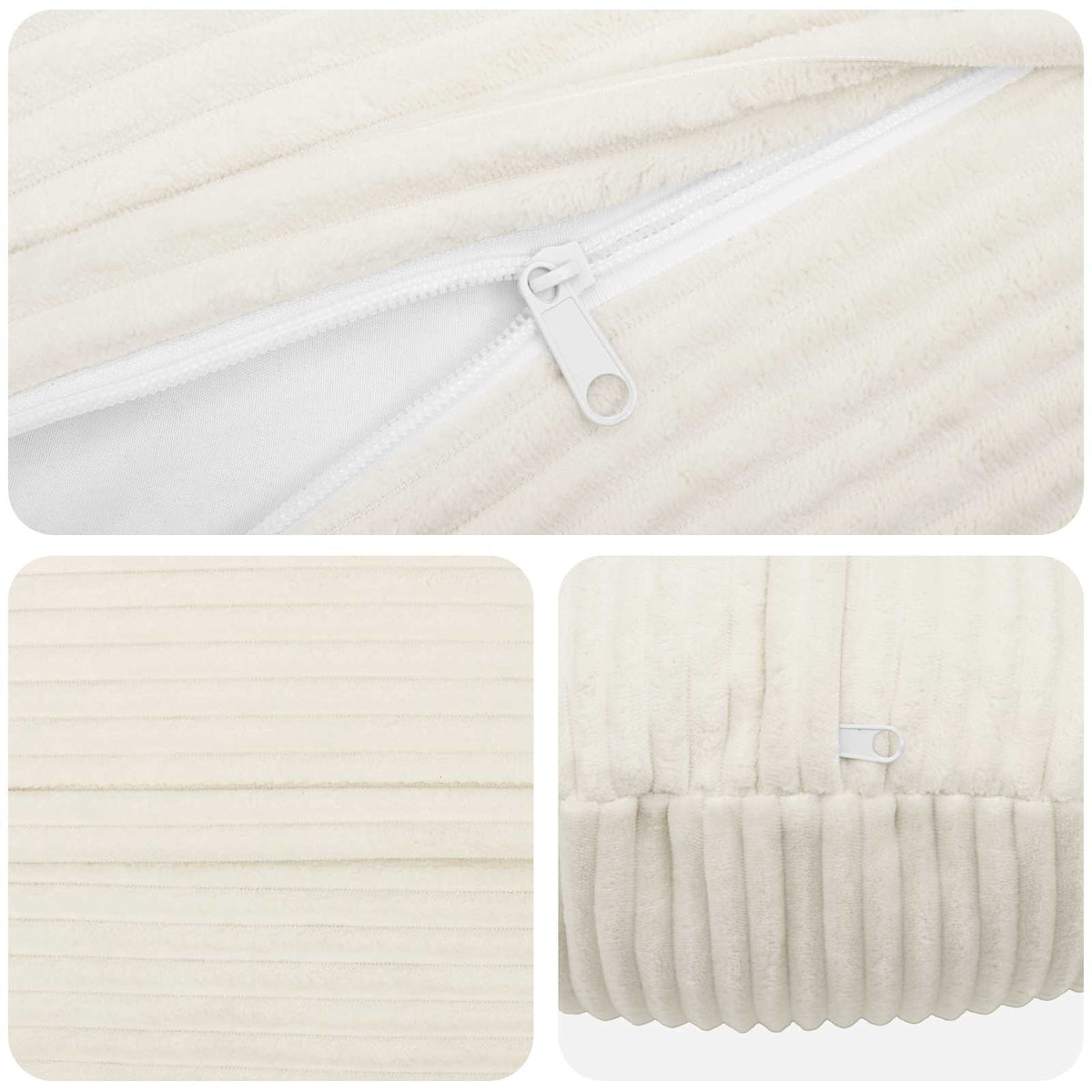 Cushion Cover 6 pcs HEERLEN Cream Dia. 60 cm Corduroy
