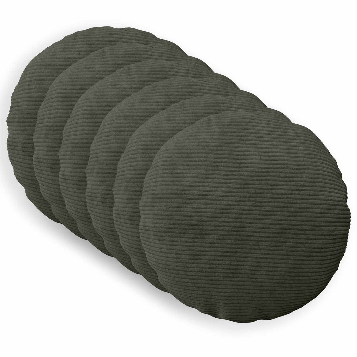 Cushion Cover 6 pcs HEERLEN Anthracite Ø 60 cm Corduroy