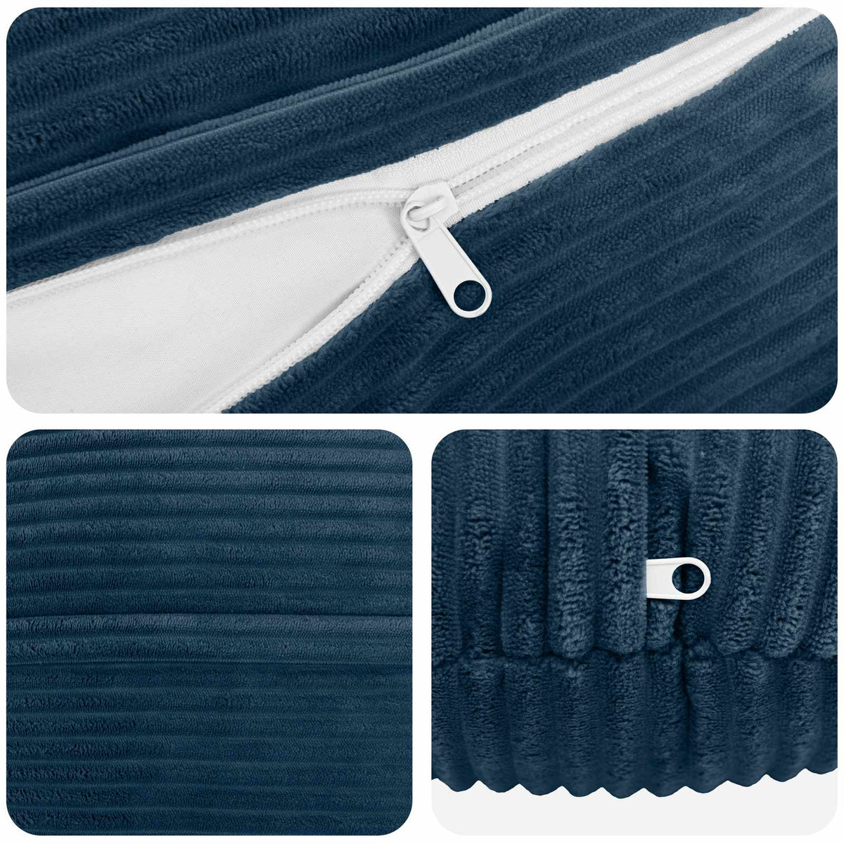 Cushion Cover 2 pcs HEERLEN Navy Blue Dia. 60 cm Corduroy