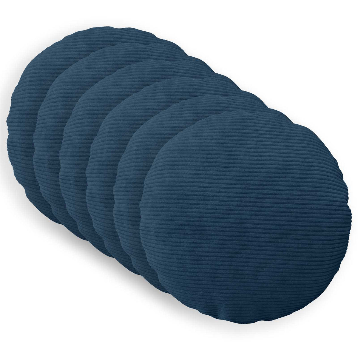 Cushion Cover 6 pcs HEERLEN Navy Blue Ø 60 cm Corduroy