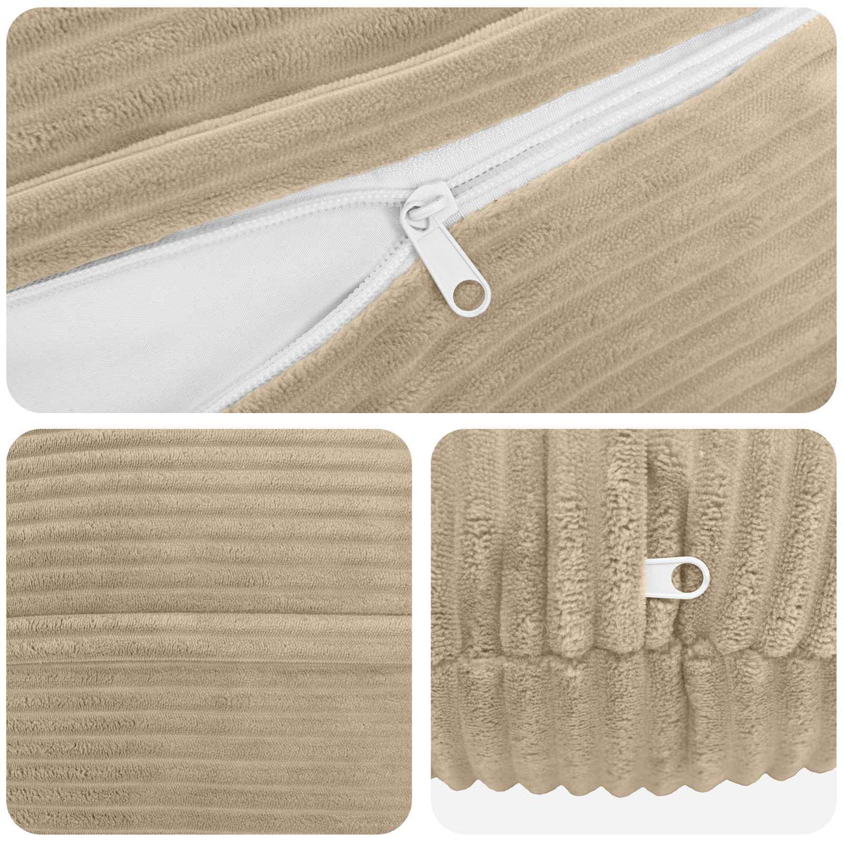 Cushion Cover 2 pcs HEERLEN Taupe Ø 60 cm Corduroy