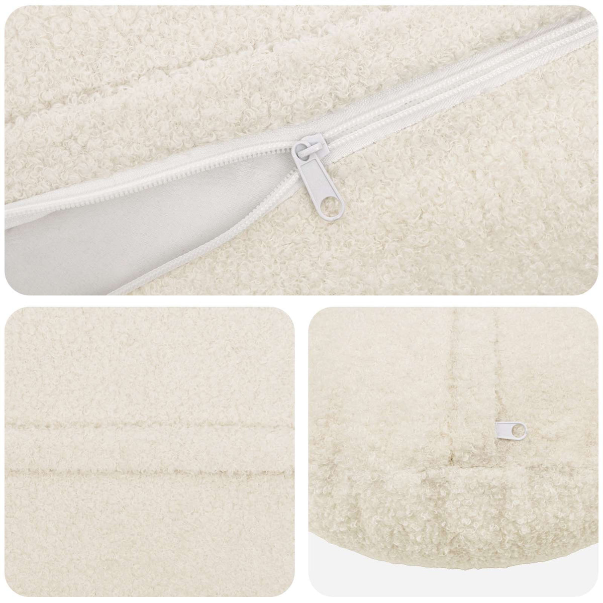 Cushion Cover 6 pcs HEERLEN Cream Ø 60 cm Bouclé