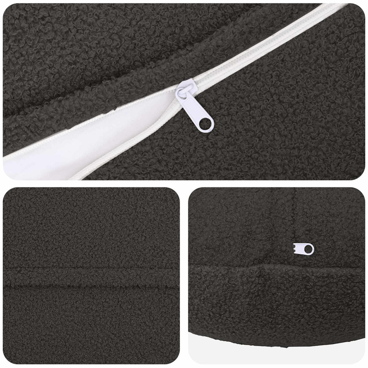 Cushion Cover 2 pcs HEERLEN Dark Grey Ø 60 cm Bouclé