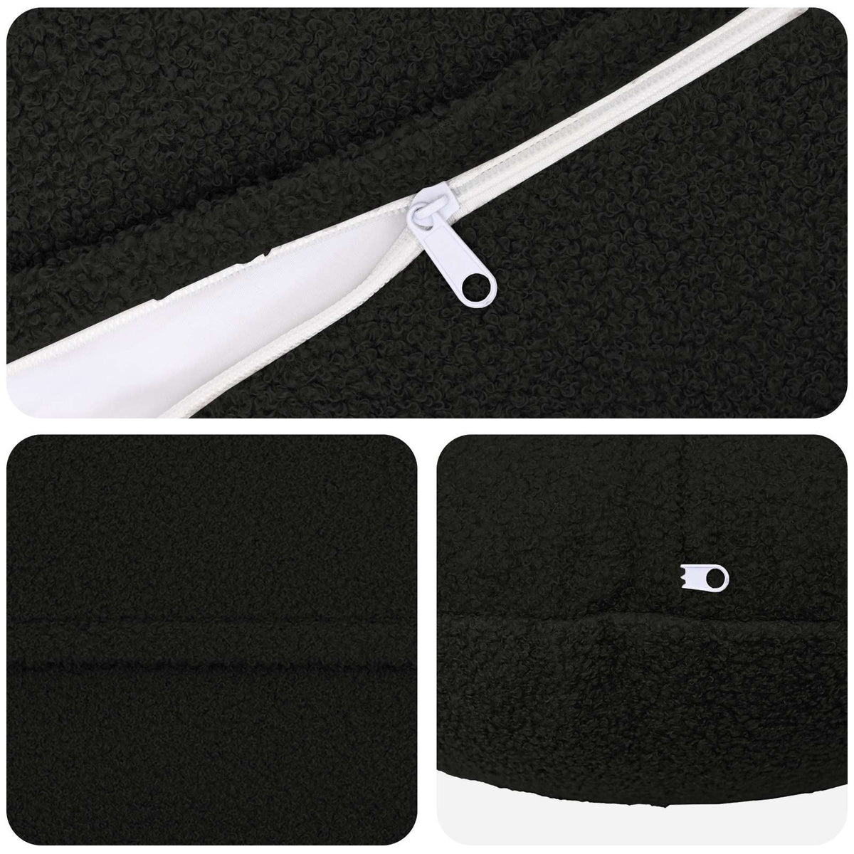 Cushion Cover 2 pcs HEERLEN Black Ø 60 cm Bouclé