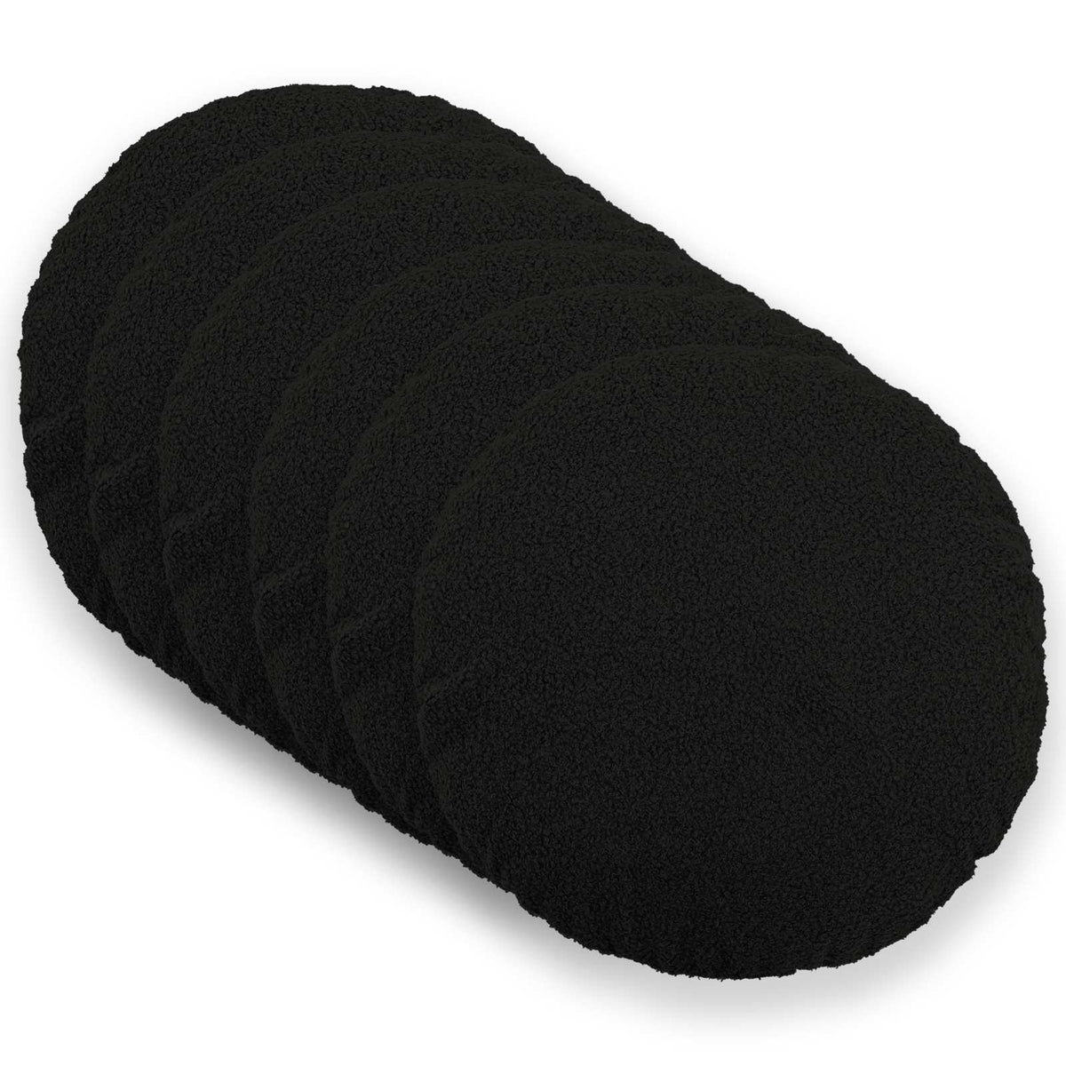 Cushion Cover 6 pcs HEERLEN Black Dia. 60 cm Bouclé