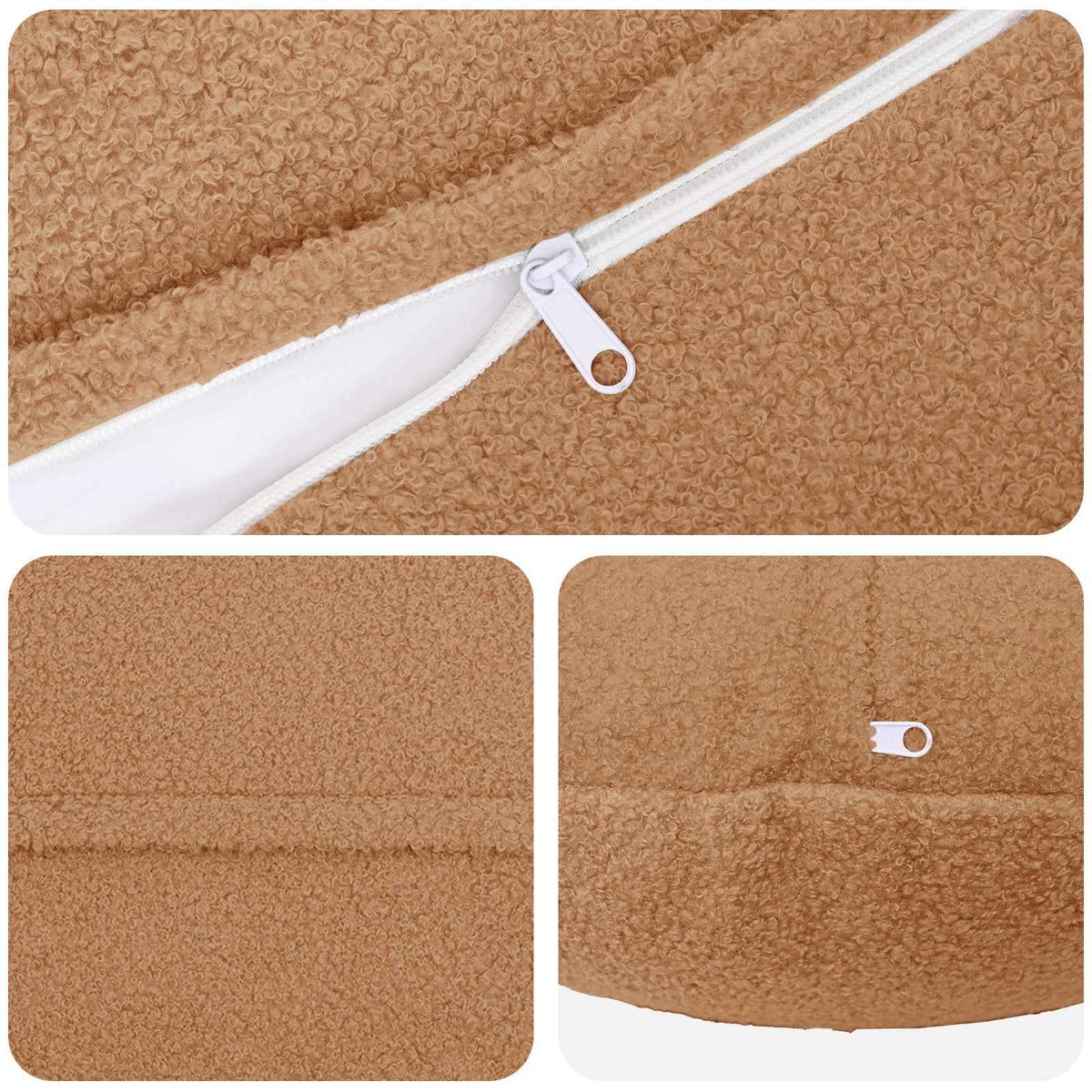Cushion Cover 2 pcs HEERLEN Beige Ø 60 cm Bouclé