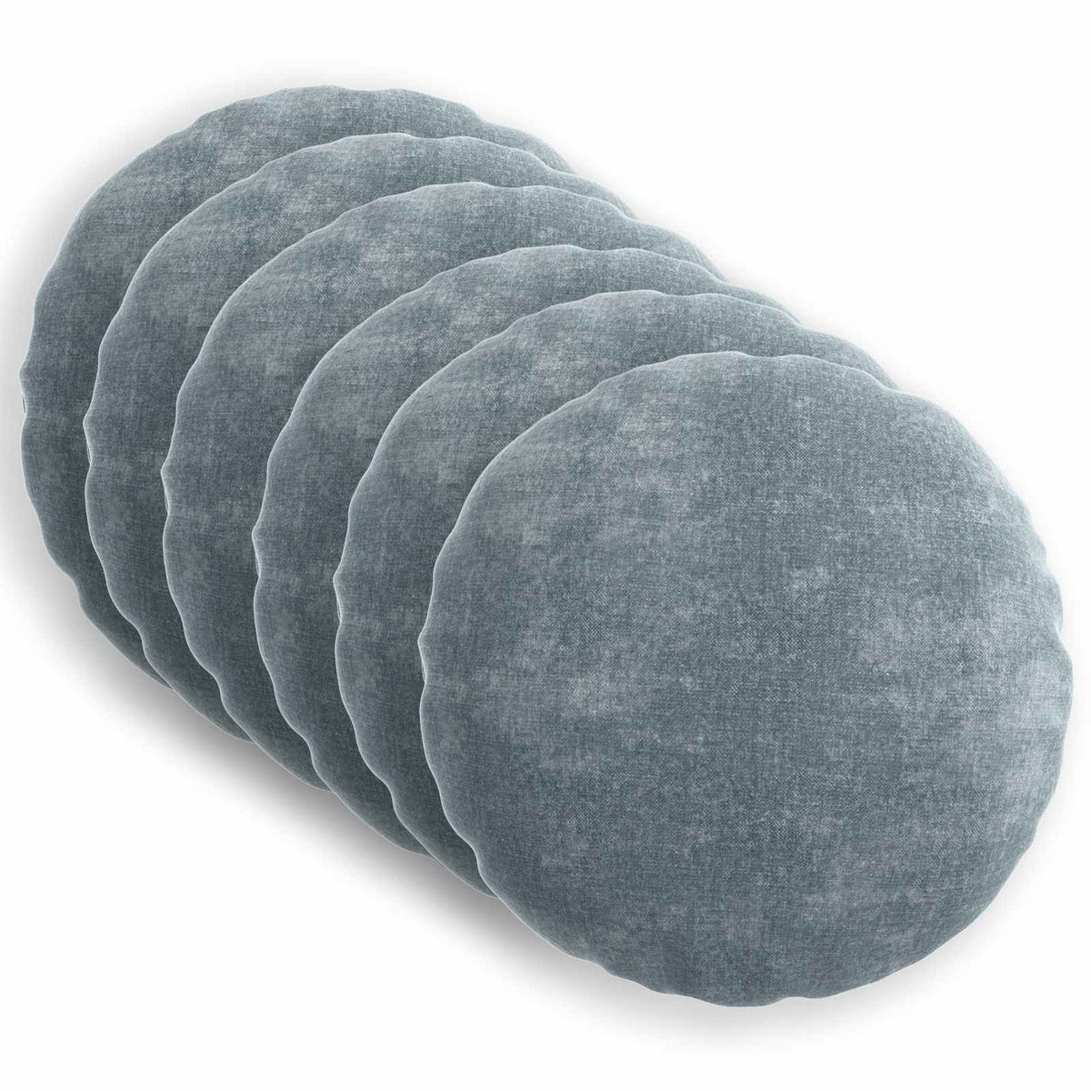 Cushion Cover 6 pcs HEERLEN Light Blue Ø 60 cm Chenille Fabric