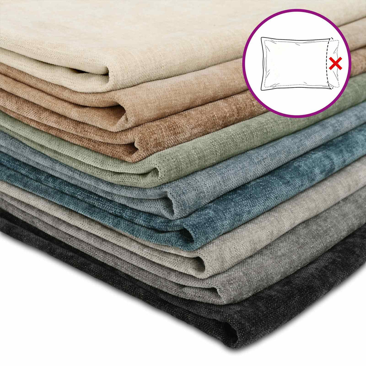 Cushion Cover 2 pcs HEERLEN Blue Ø 60 cm Chenille Fabric