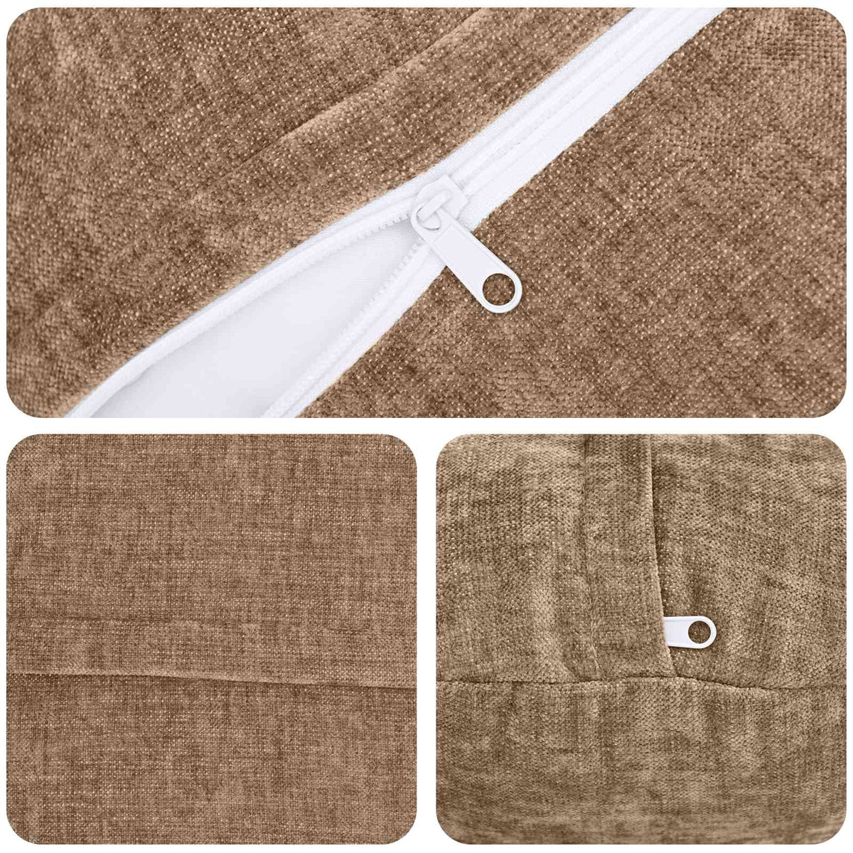 Cushion Cover 2 pcs HEERLEN Brown Ø 60 cm Chenille Fabric