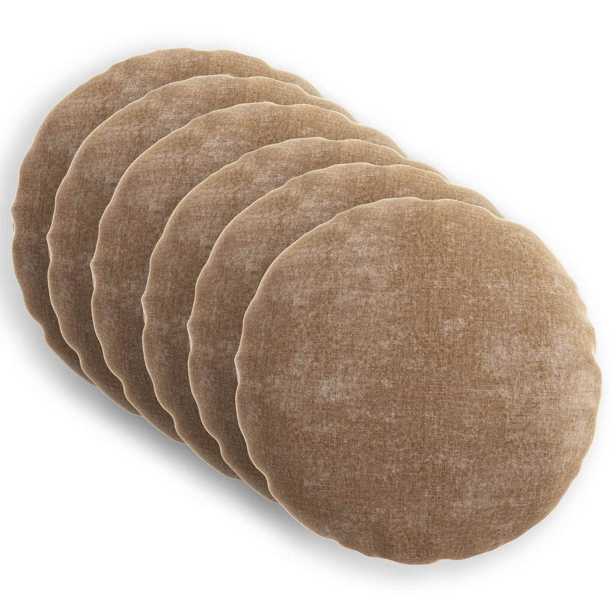 Cushion Cover 6 pcs HEERLEN Brown Ø 60 cm Chenille Fabric
