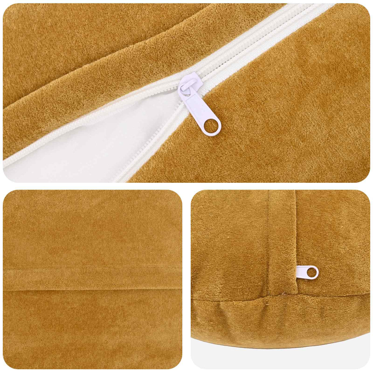 Cushion Cover 2 pcs HEERLEN Yellow Ø 60 cm Microfiber Fleece
