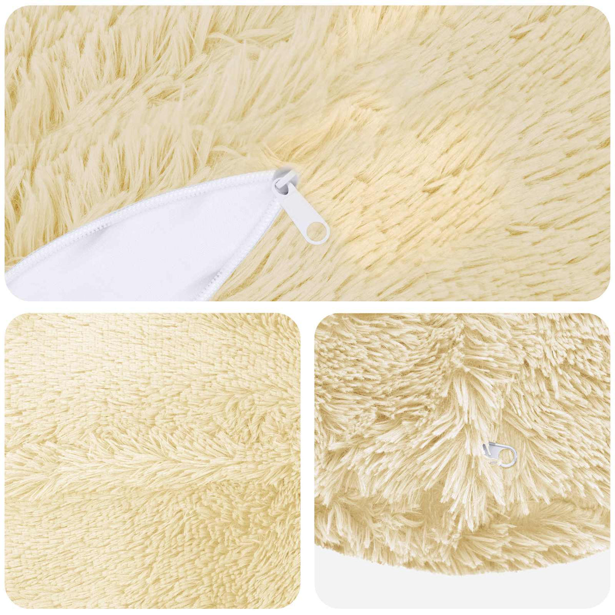 Cushion Cover 2 pcs HEERLEN Cream Ø 60 cm PV Fleece