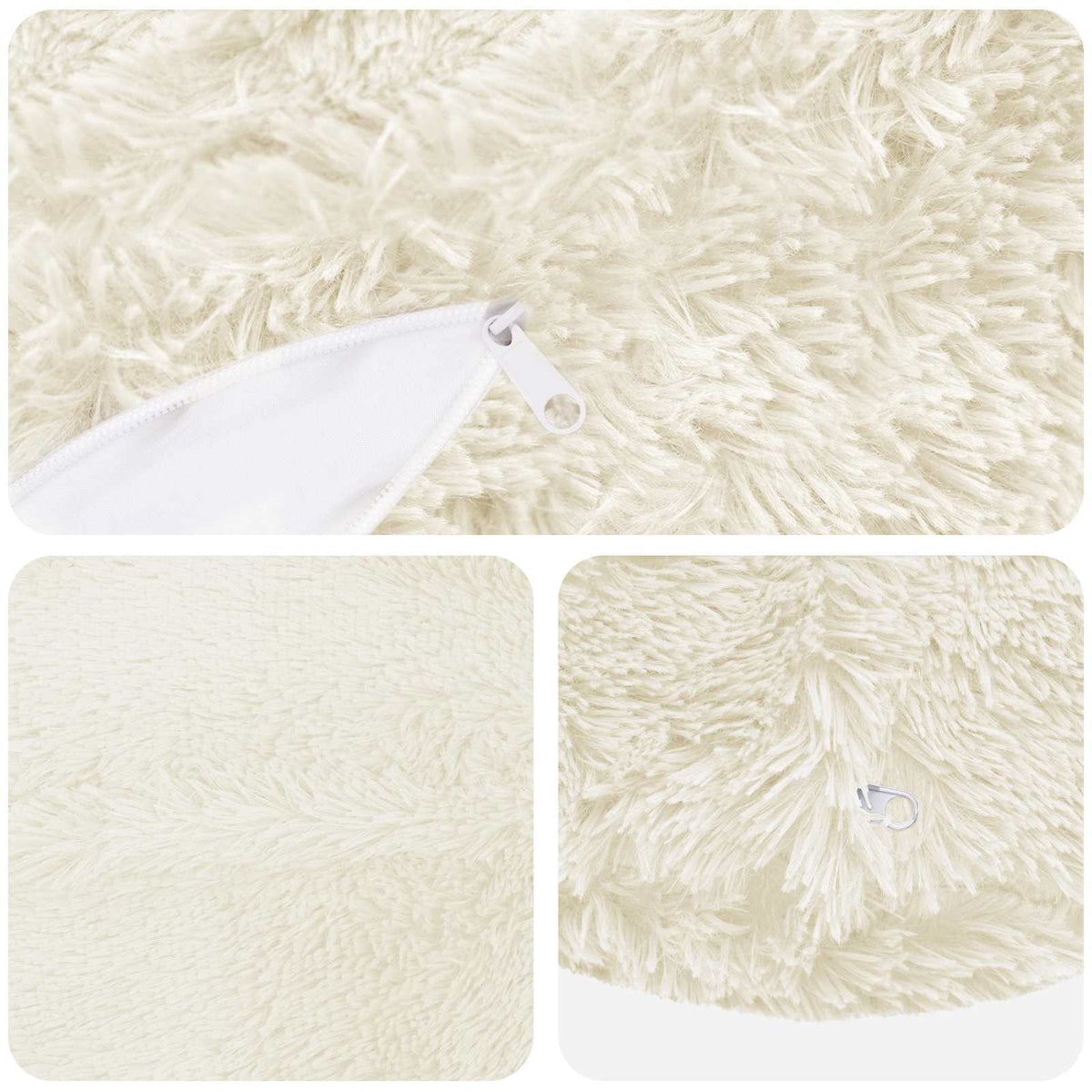 Cushion Cover 2 pcs HEERLEN White Ø 60 cm PV Fleece
