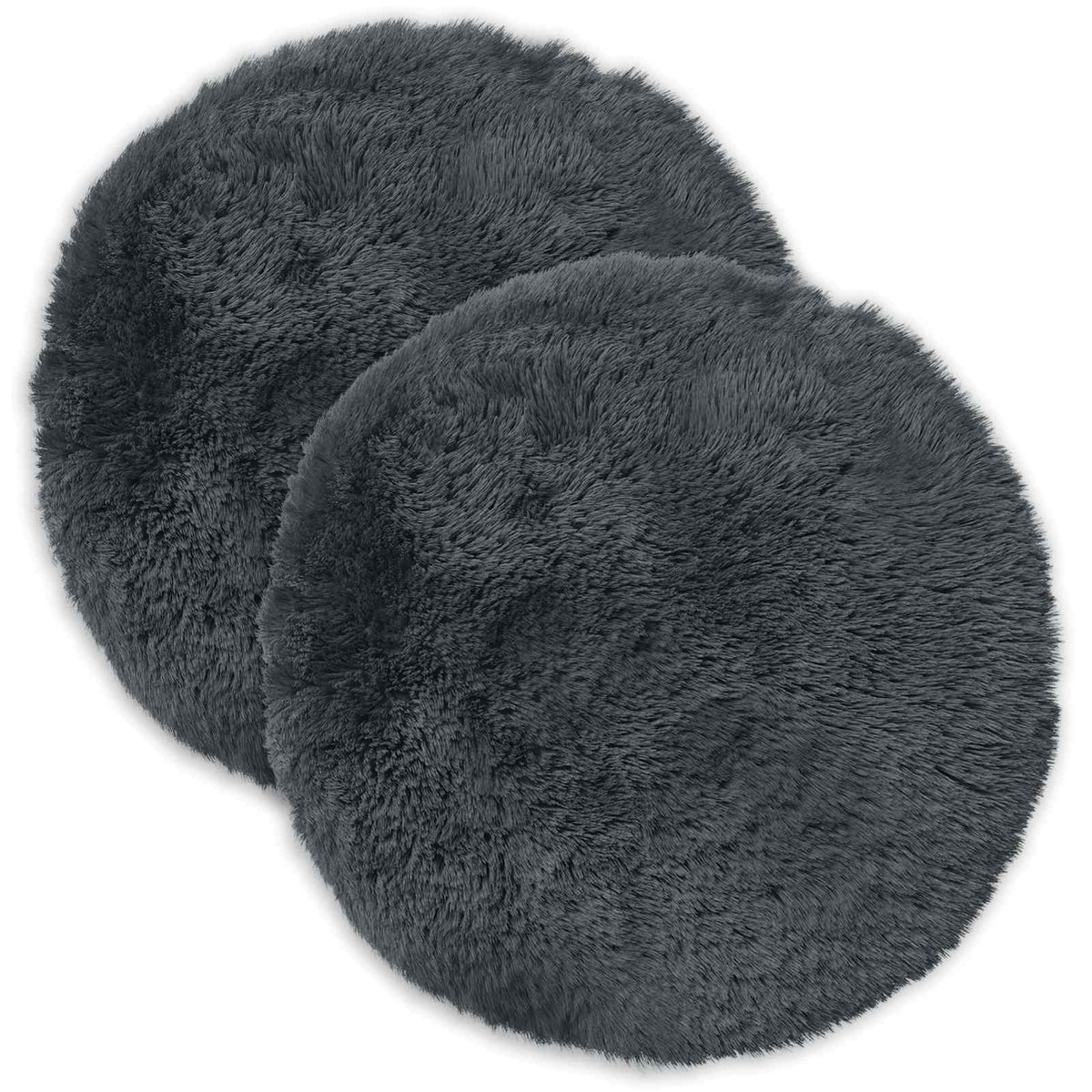 Cushion Cover 2 pcs HEERLEN Anthracite Ø 60 cm PV Fleece