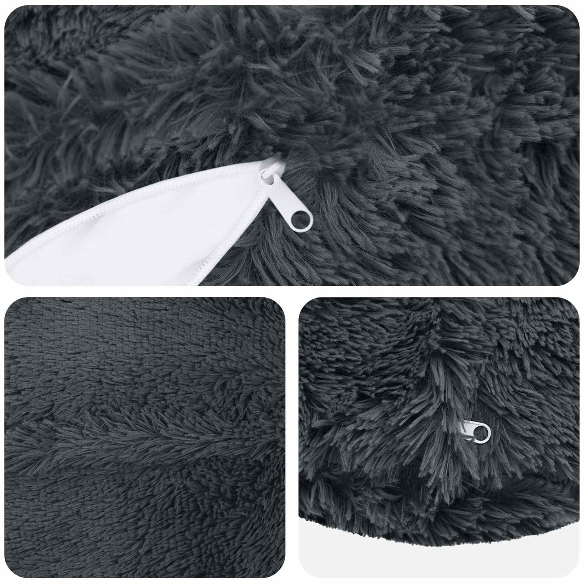 Cushion Cover 6 pcs HEERLEN Anthracite Ø 60 cm PV Fleece