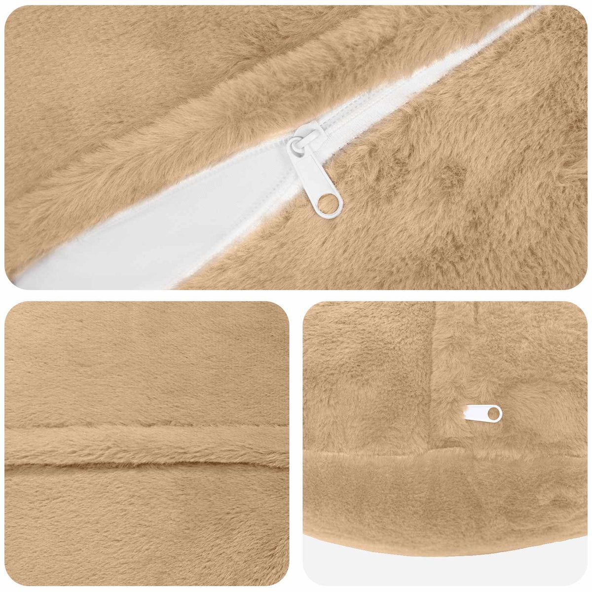 Cushion Cover 6 pcs HEERLEN Cream Ø 60 cm Faux Rabbit Fur