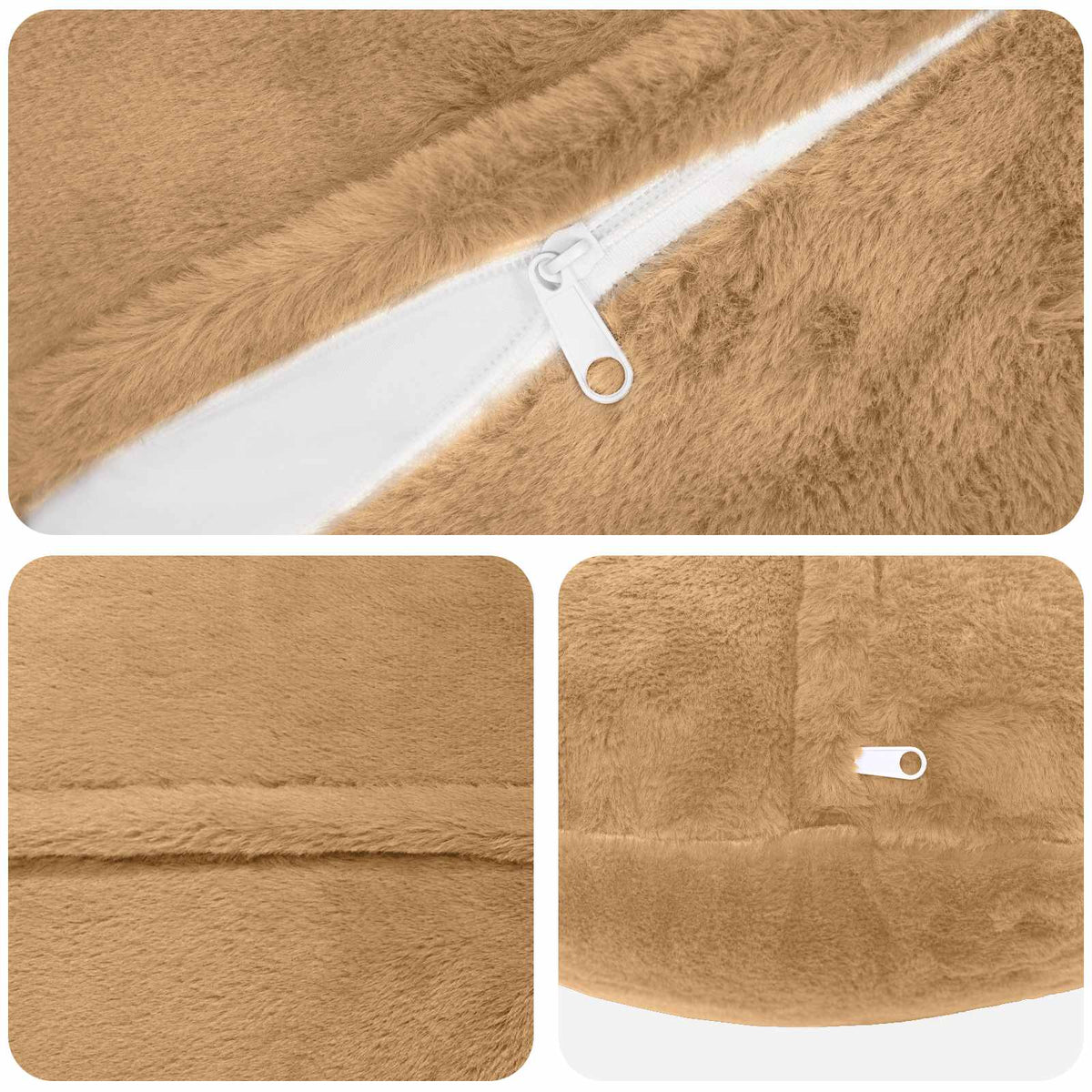 Cushion Cover 2 pcs HEERLEN Taupe Ø 60 cm Faux Rabbit Fur