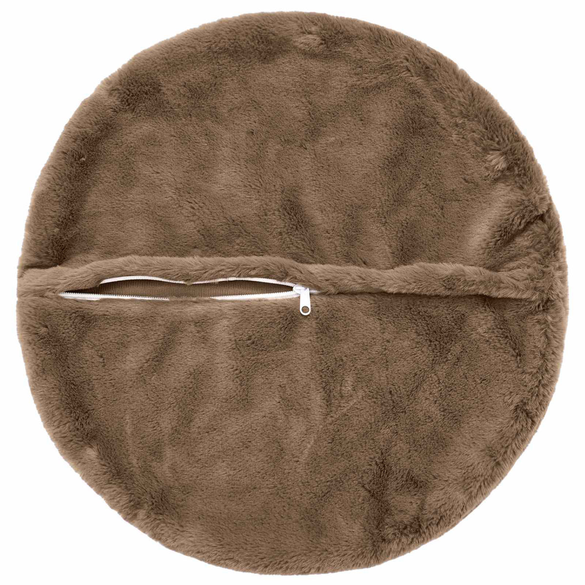 Cushion Cover 2 pcs HEERLEN Light Brown Ø 60 cm Faux Rabbit Fur