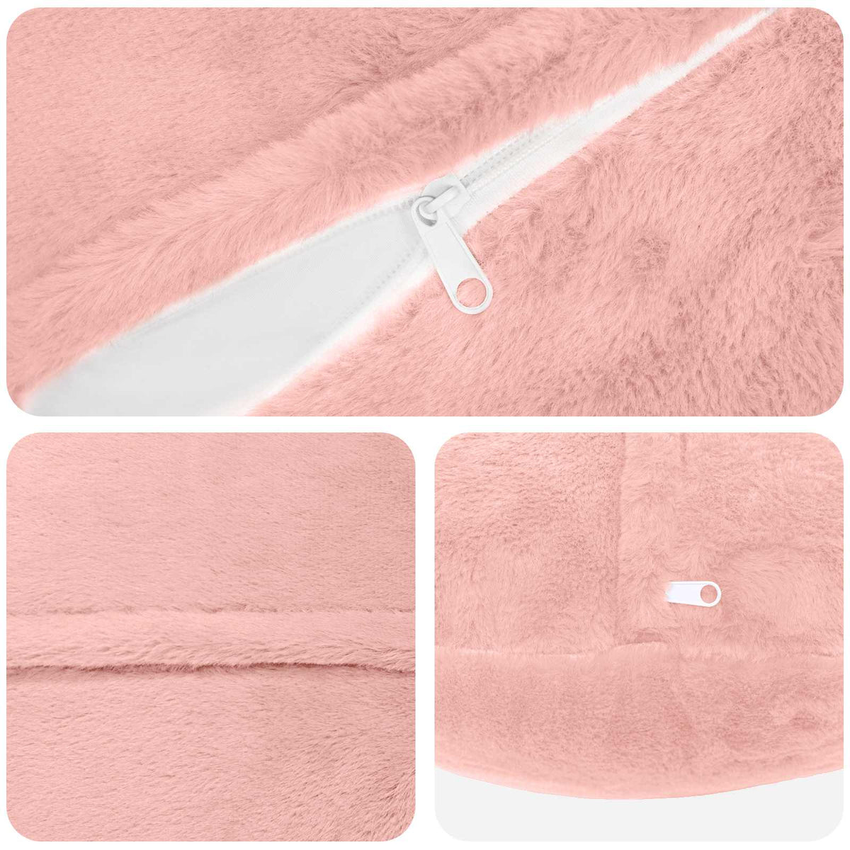 Cushion Cover 6 pcs HEERLEN Pink Ø 60 cm Faux Rabbit Fur