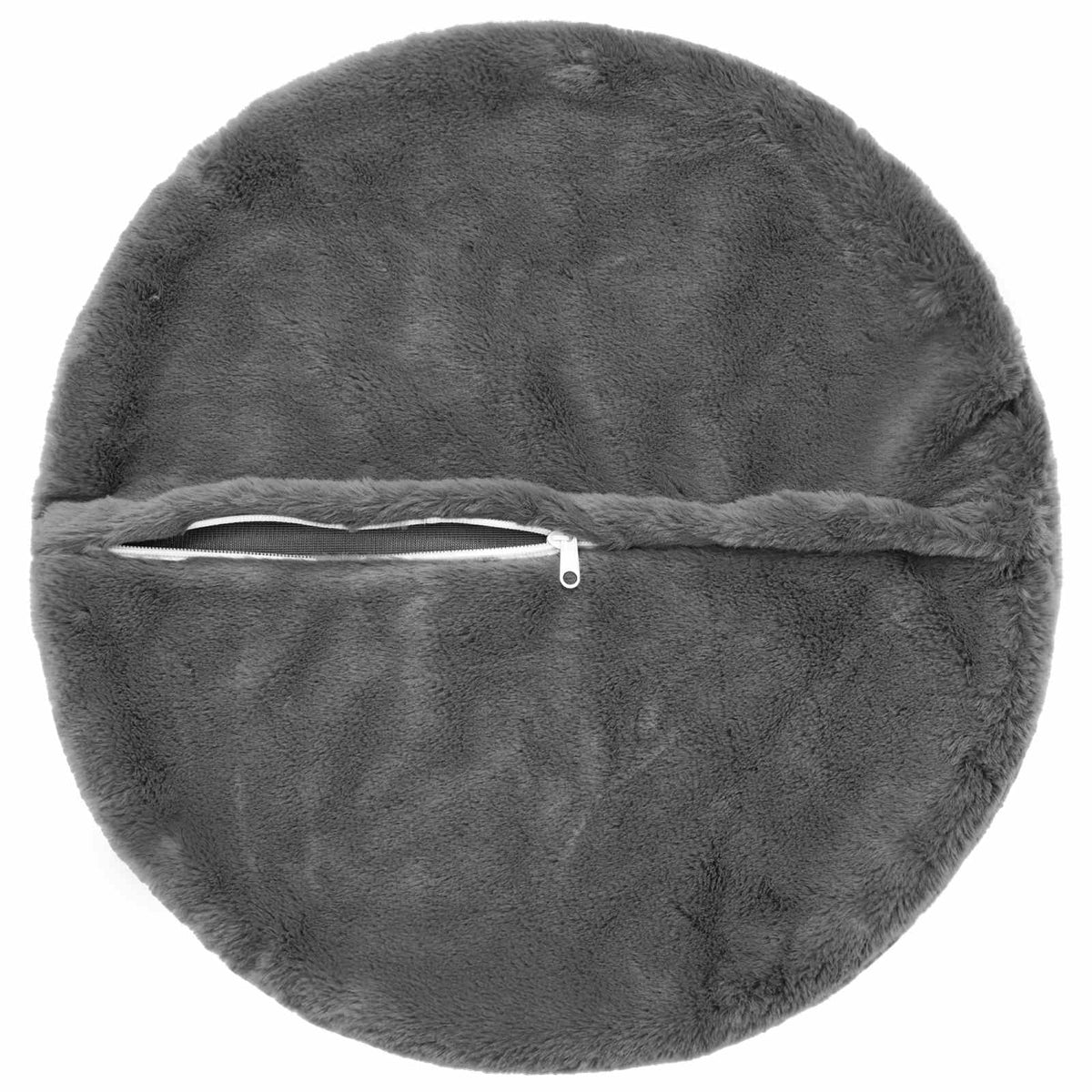 Cushion Cover 2 pcs HEERLEN Dark Grey Ø 60 cm Faux Rabbit Fur