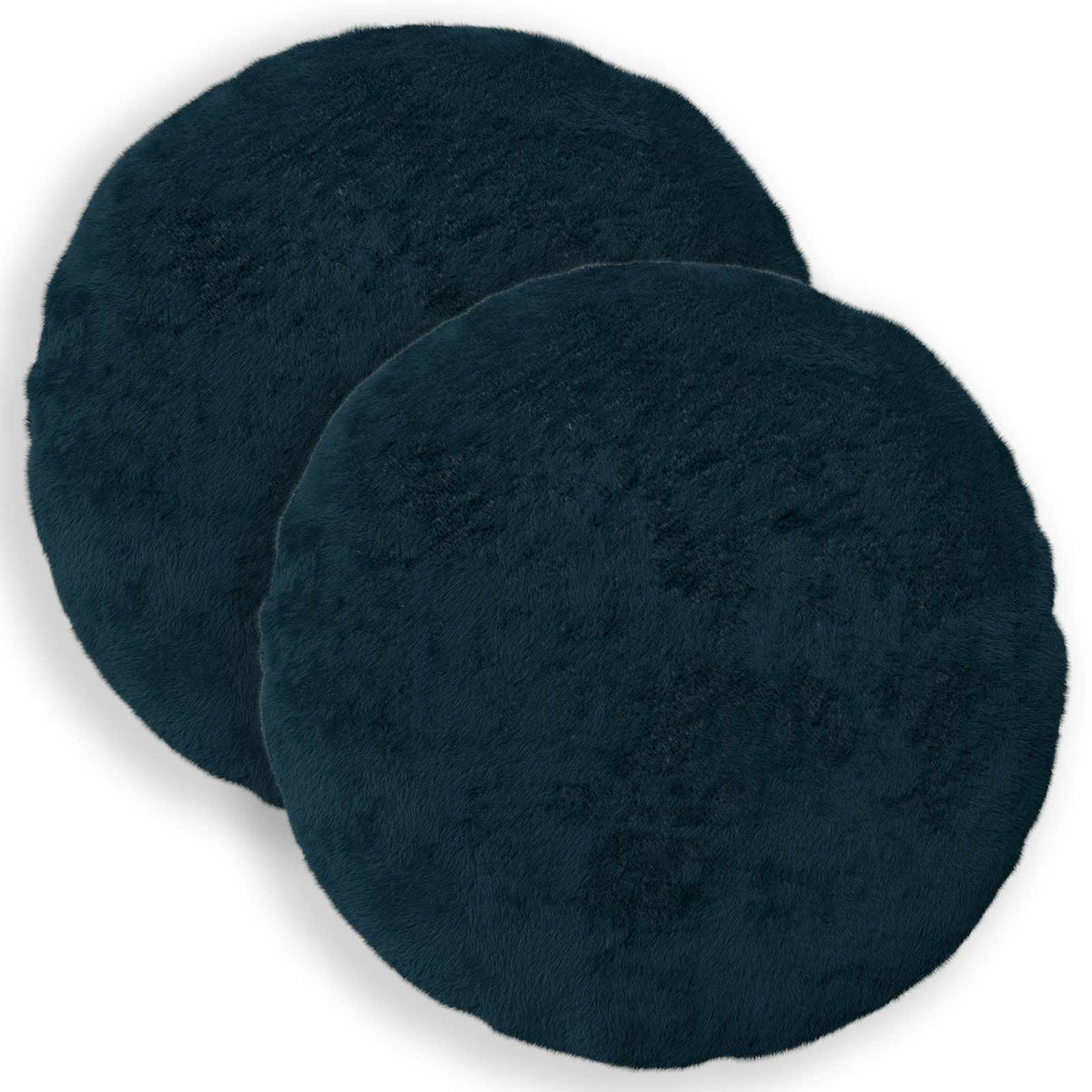 Cushion Cover 2 pcs HEERLEN Navy Blue Ø 60 cm Faux Rabbit Fur