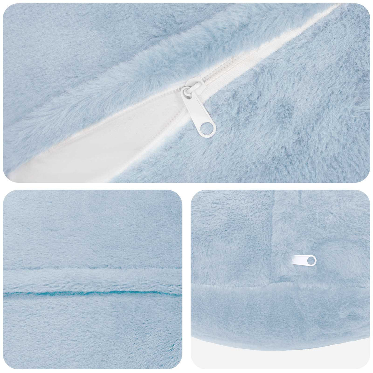 Cushion Cover 2 pcs HEERLEN Light Blue Ø 60 cm Faux Rabbit Fur