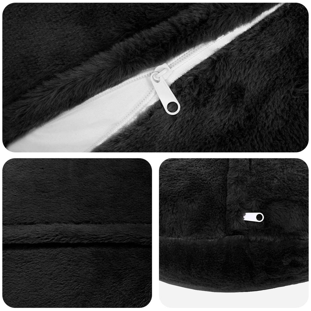 Cushion Cover 2 pcs HEERLEN Black Ø 60 cm Faux Rabbit Fur