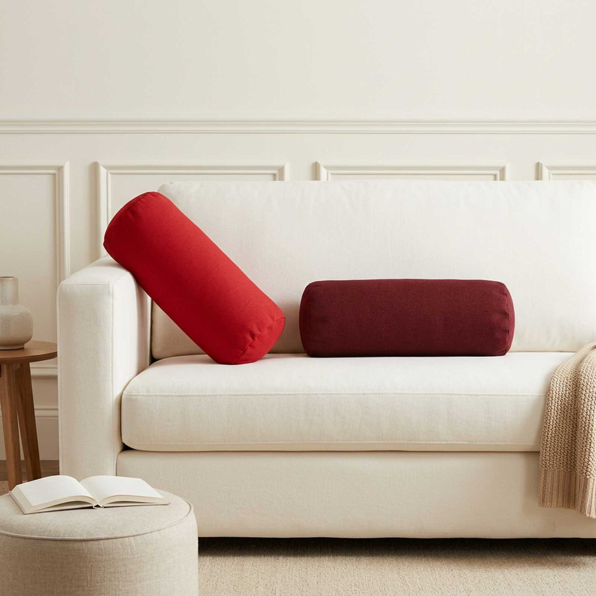Throw Pillow 2 pcs HEERLEN Red Dia. 15 x 40 cm Fabric