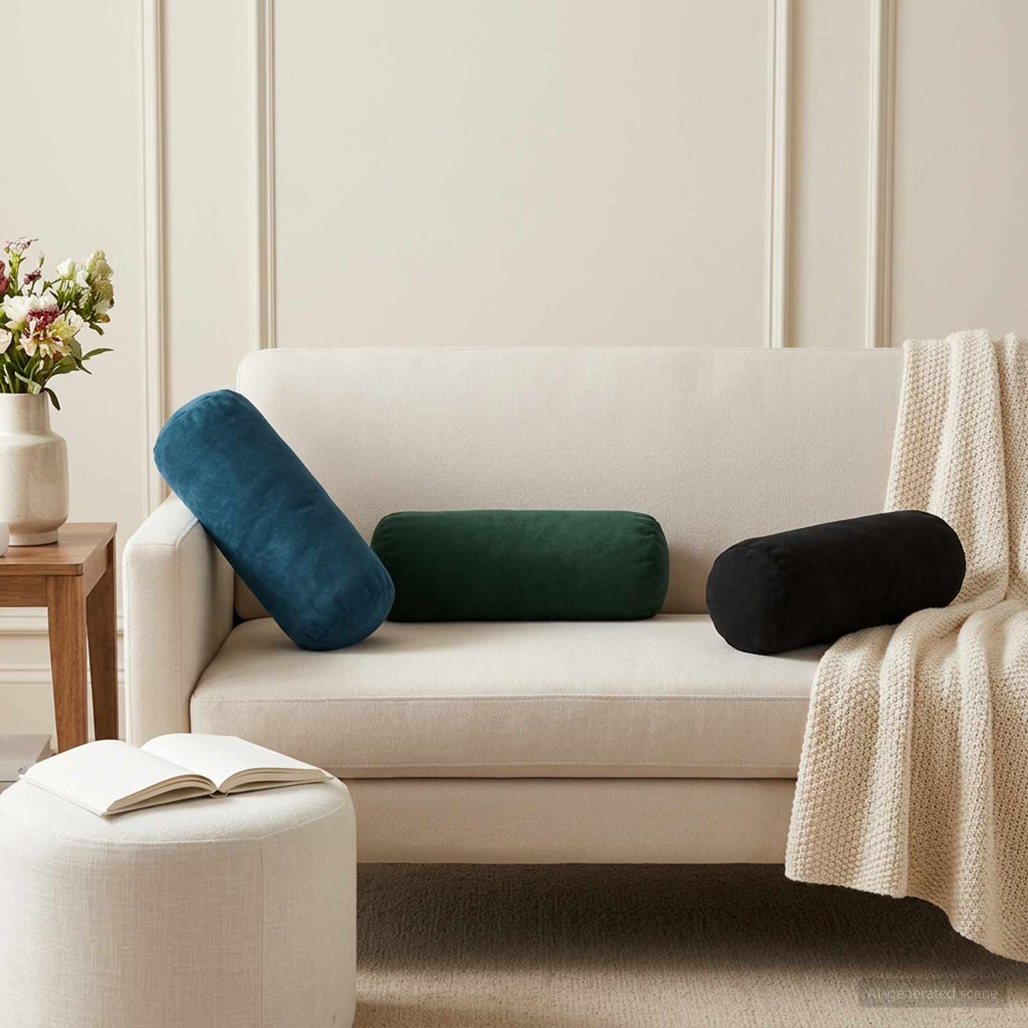Cushion with Pillow HEERLEN 6 pcs Black Velvet