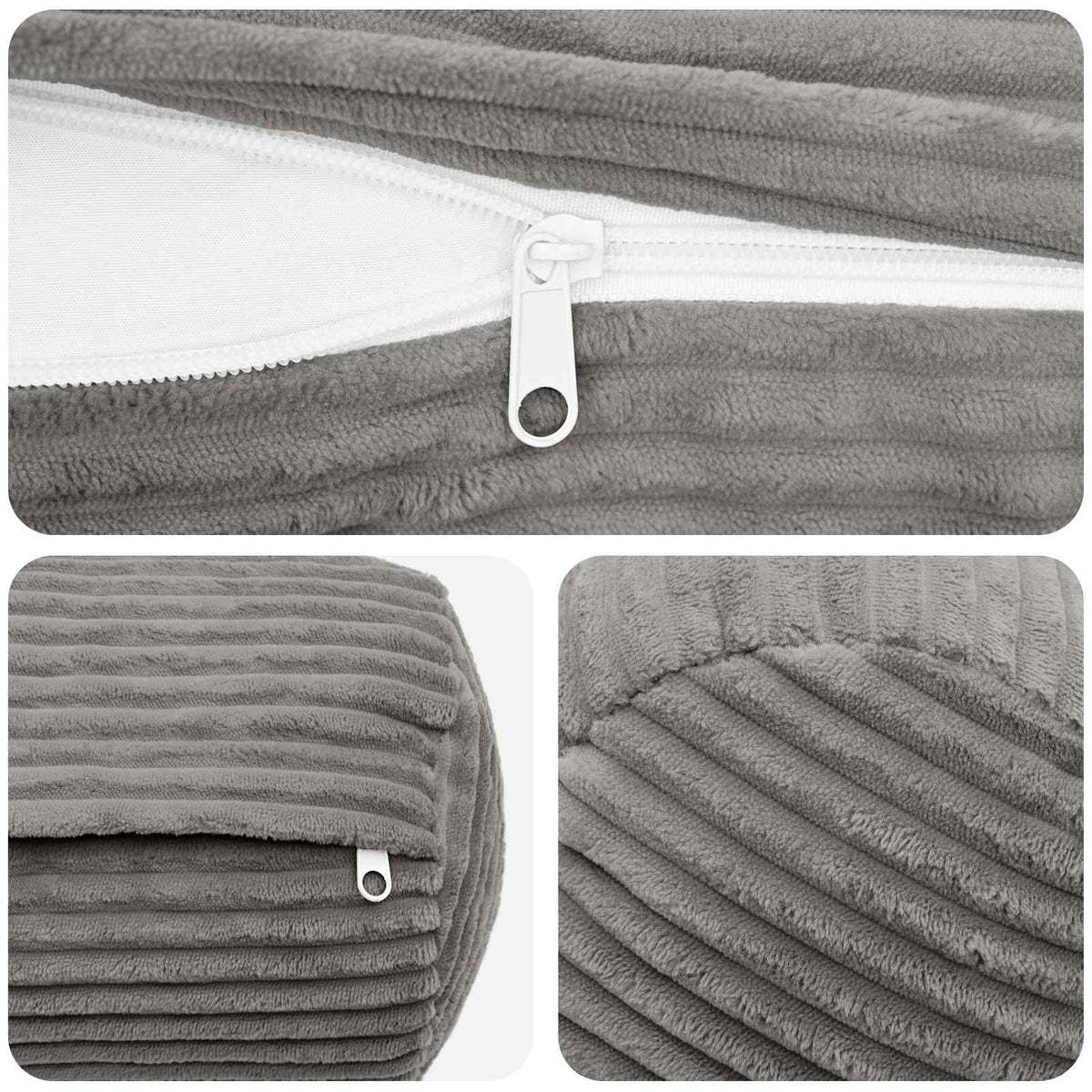 Cushion Cover 6 pcs HEERLEN Light Grey Ø 15 x 40 cm Corduroy