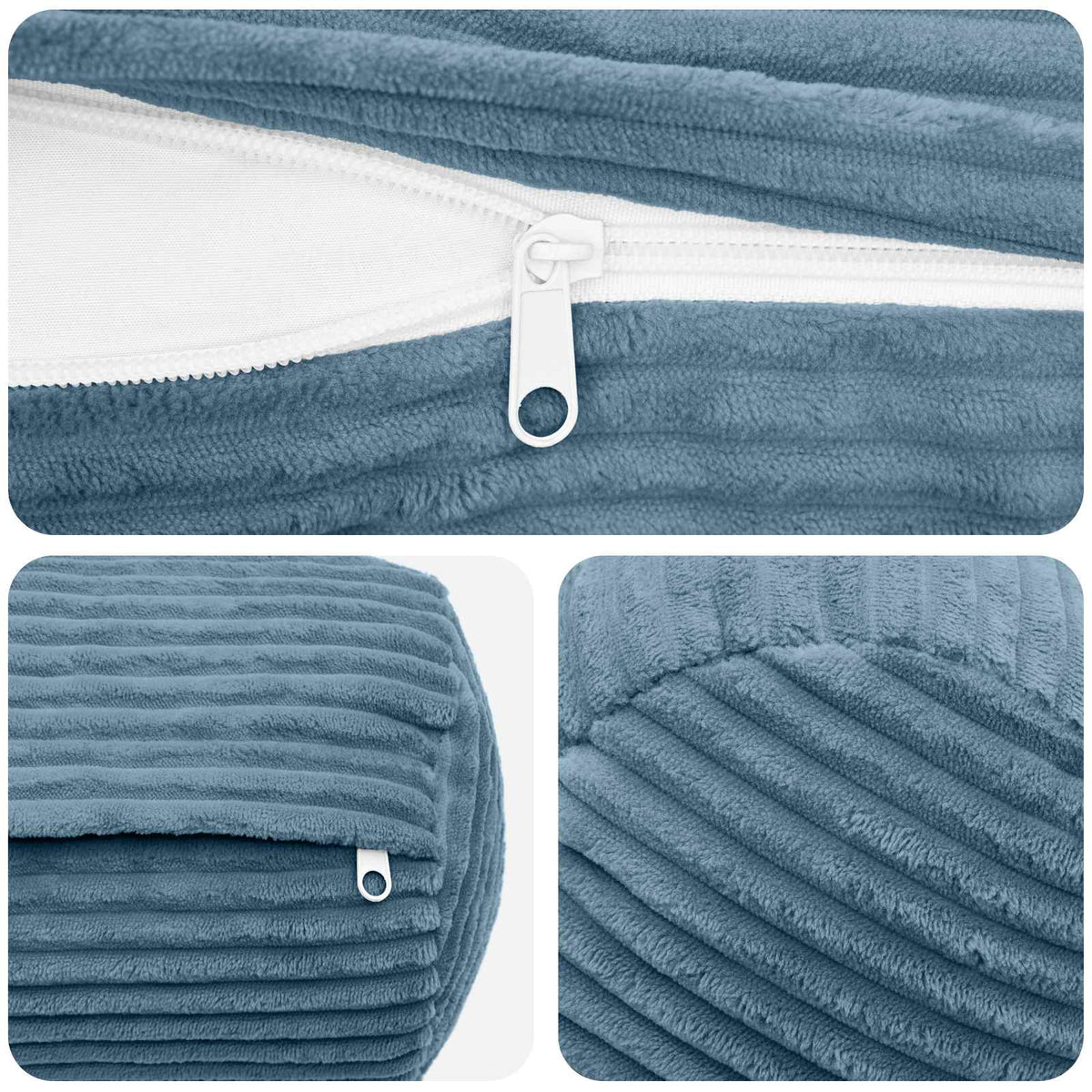 Cushion Cover 6 pcs HEERLEN Blue Ø 15 x 40 cm Corduroy