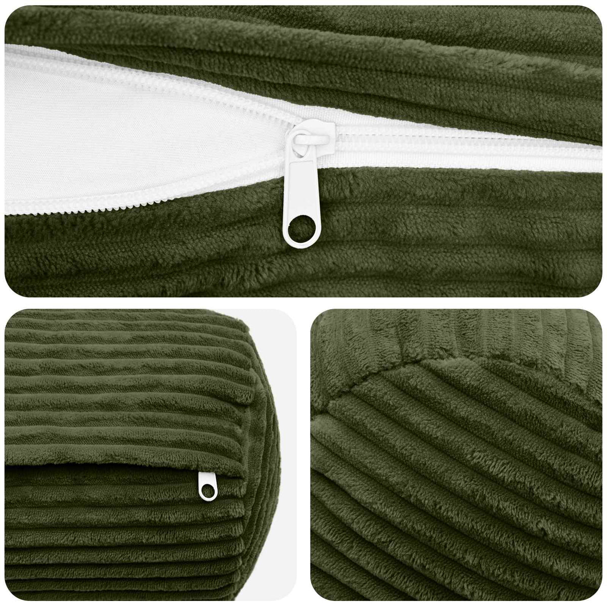 Cushion Cover 6 pcs HEERLEN Green Ø 15 x 40 cm Corduroy