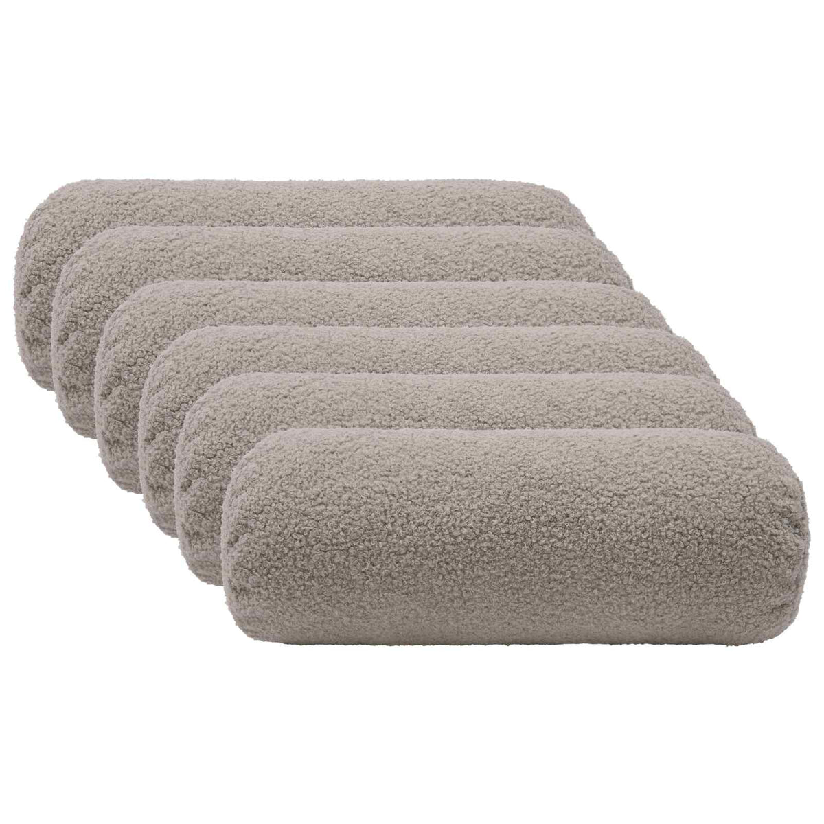 Cushion Cover 6 pcs HEERLEN Light Grey Dia. 15 x 40 cm Bouclé