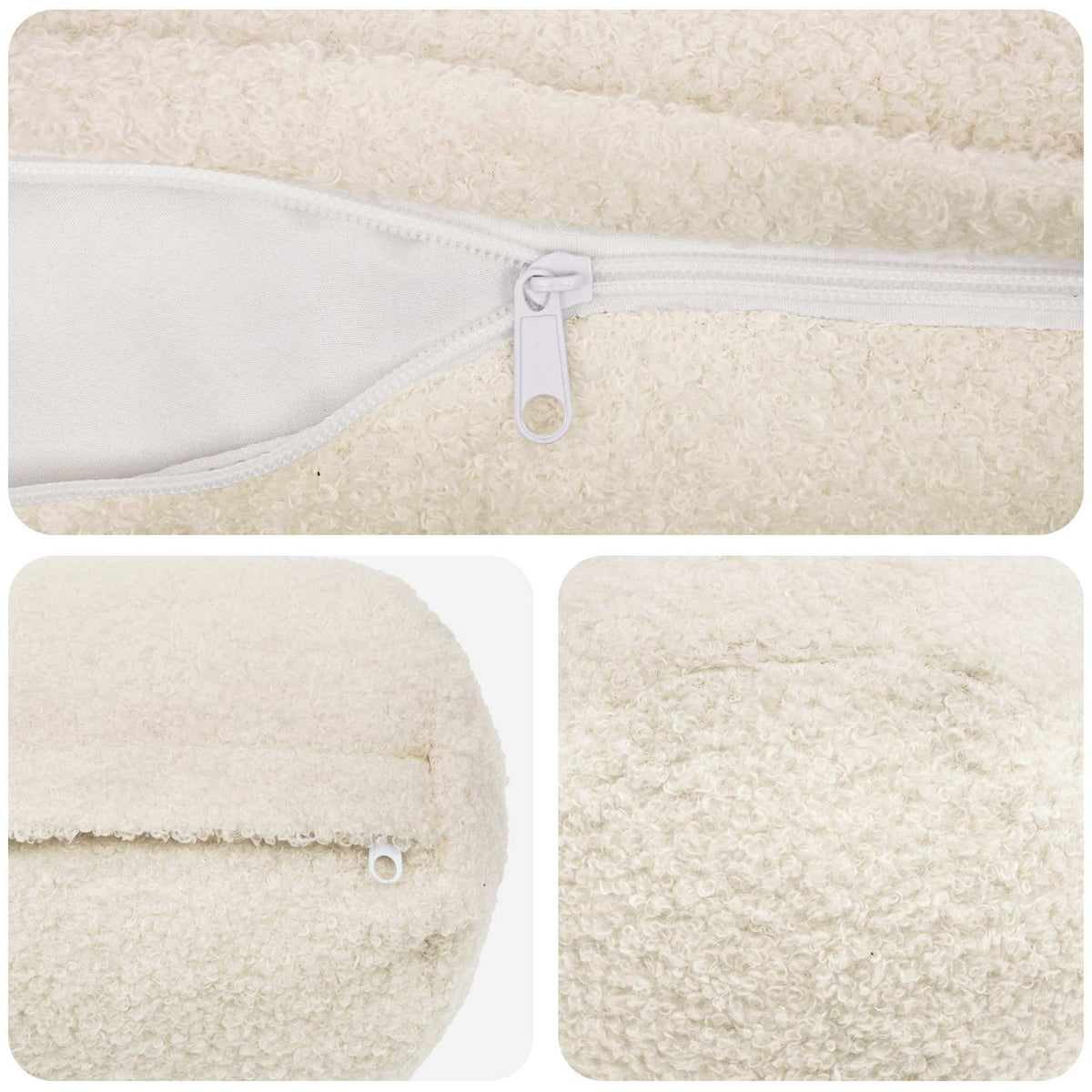 Cushion Cover 6 pcs HEERLEN Cream Ø 15 x 40 cm Bouclé