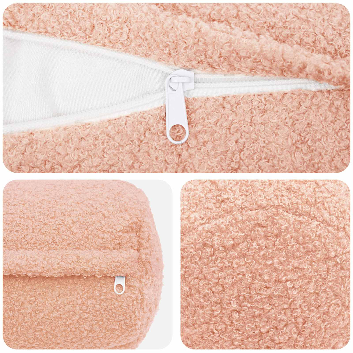 Cushion Cover 6 pcs HEERLEN Pink Ø 15 x 40 cm Bouclé