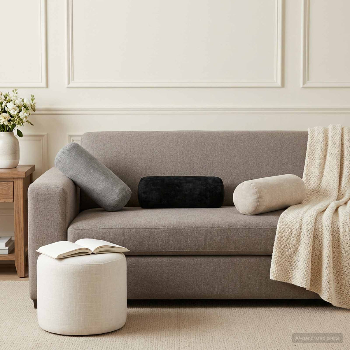 Cushion Cover 6 pcs HEERLEN Dark Grey Ø 15 x 40 cm