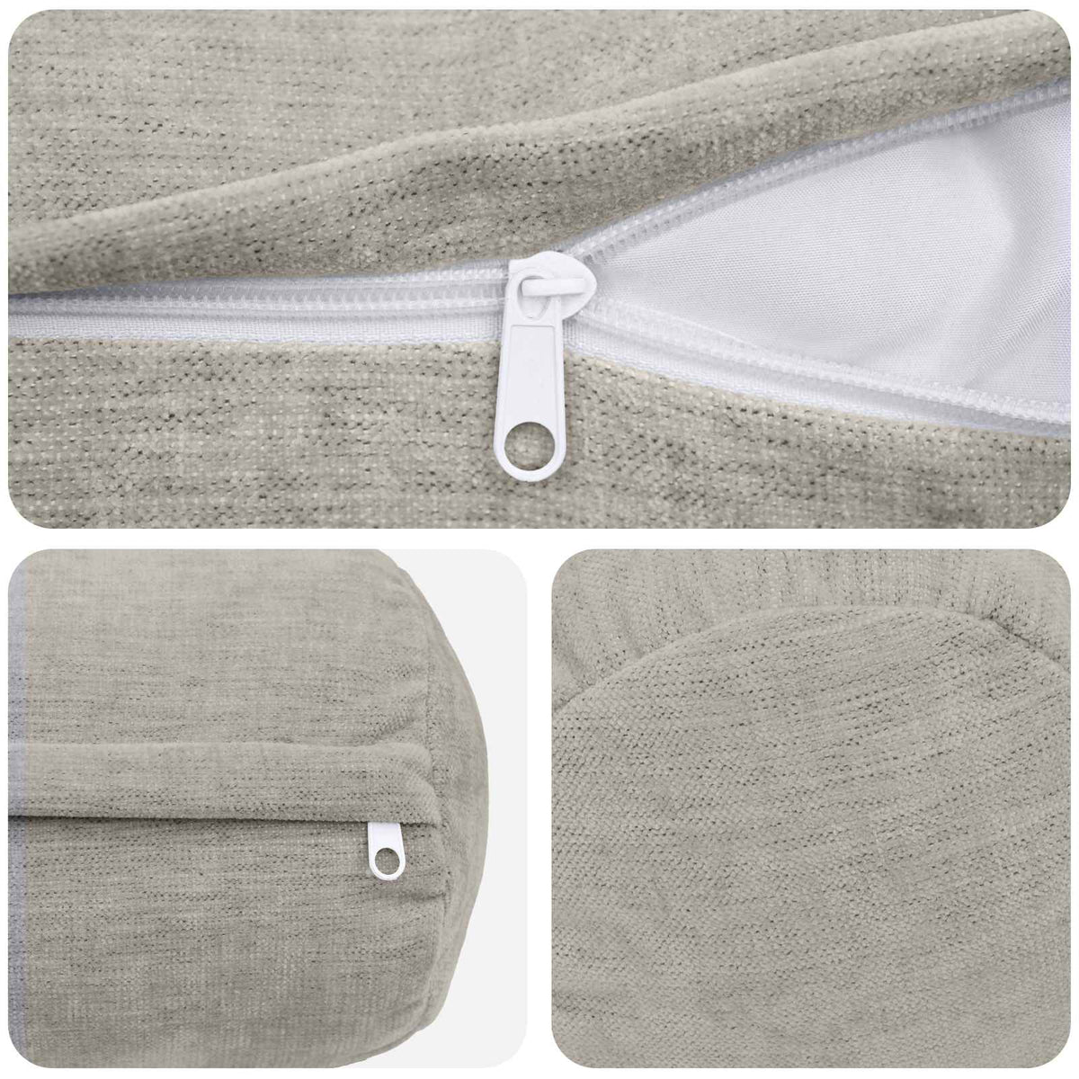 Cushion Cover 6 pcs HEERLEN Light Grey Ø 15 x 40 cm